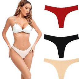 TEXTREE Women’s Cotton Blend V-Back Design G-String Thong Panties Comfortable – Lightweight, Daily Use (3-Pack) image 1