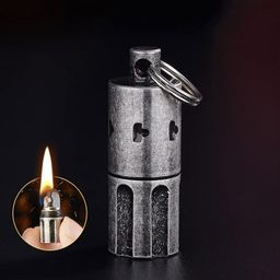 Ostin Kerosene Lighter, Polished Wheel Windproof Soft Frame Pocket Smoke Lighter, Inflatable Keychain Outdoor Tool (Kerosene, Petrol & Gasoline Not Include) (Silver) image 1