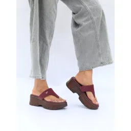 Monrow Women Vulan Maroon Wedge Heels-picture-3