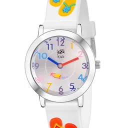 Kool Kidz Unisex Kids Multicoloured Brass Printed Dial & White Straps Analogue Watch KOOL KIDZ KK 302 WH-30