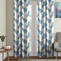 Cortina Blue & Beige 2 Pieces Printed Door Curtain-image-34