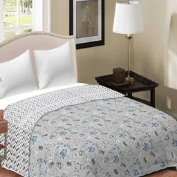 RF RELAXFEEL Grey & Blue Floral Cotton Heavy Winter 150 GSM Single Bed Dohar-image-77