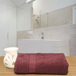 Creeva Burgundy Solid 525 GSM Cotton Bath Towel-11