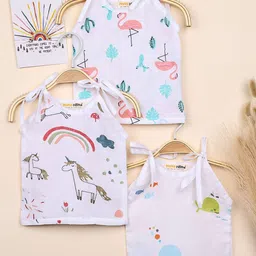Moms Home Infants 3Pcs Printed Cotton Jhabla Innerwear Vests GWMHFUWKNOTEDJHABLA0TO3P3-image-7