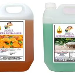 generic swacch Diffuser Aroma Liquid Orange & Mogra Ready to use 5 Litre Combo Pack of 2 I Home Fragrance I Best For Aromatherapy I Helps in Meditation I Used In Diffusers I Water Based image 1