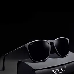 RESIST EYEWEAR Unisex Wayfarer Sunglasses with UV Protected Lens SERGIUS BLK BLACK1-32