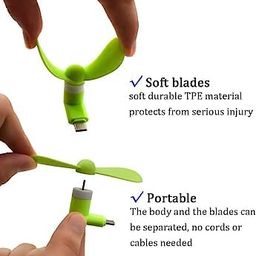 qocxrrin Combo of 2 Pcs. Mi ni Type-C F an Mi ni Fa n 2-Blade F an High Speed USB Fa n, M ini Mobile Cooler, Mini fan Support with All Android & Type-C Smatphones (Multi-colour) image 5