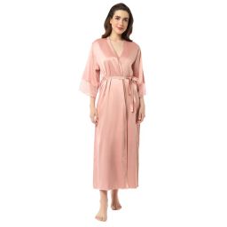 Amante Solid Full Sleeves Full Length Eternal Bliss Satin Robe-image-49