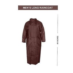 sf shakumbhari fab Brown Men's Polyester Double-Layer Long Raincoat Poncho with Pockets, Adjustable Cap and Cover- X-Large Size image 3