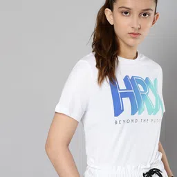 HRX By Hrithik Roshan U-17 Girls Bright White Graphic Bio-Wash Lifestyle Pure Cotton T-shirt-image-23