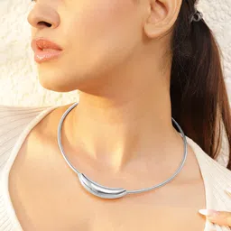 Rubans Voguish Silver-Plated Stainless-Steel Tarnish-Free Demi-Fine Statement Necklace-picture-48