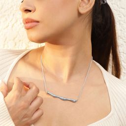 Rubans Voguish Silver Plated Stainless Steel Tarnish-Free Demi-Fine Sculptural Necklace-image-31