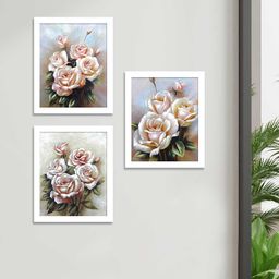 Art Street White Floral and Botanical Printed Sey of 3 Wall Art-image-47