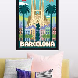 Gallery99 Blue & Black Barcelona Printed Framed Wall Art-image-49