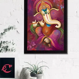 eCraftIndia Purple & Orange Lord Ganesha Satin Matt Texture UV Wall Art-image-18