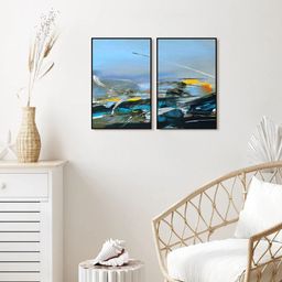 999Store Set Of 2 Grey Abstract Painting Framed Wall Art-9