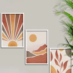 SAF Brown 3 Pieces Modern Art Painting Framed Wall Arts-10