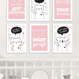 Art Street Kids White 6 Pieces I AM Not Perfect Just Awesome Wall Arts-image-97