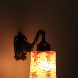 VAGalleryKing White & Brown Printed Elephant Design Glass Rectangle Shaped Wall Lamp-image-2