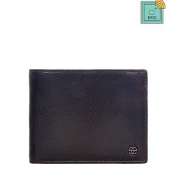 Eske Men Coffee Brown Textured Leather RFID Two Fold Wallet-picture-11