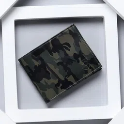 SAMTROH Men Grey & Black Camouflage Printed PU Two Fold Wallet-35