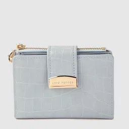 Lino Perros Women Blue Textured PU Two Fold Wallet-10