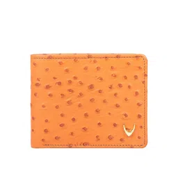 Hidesign Men Tan Brown Ostrich Skin Textured Two Fold Leather Wallet-image-90