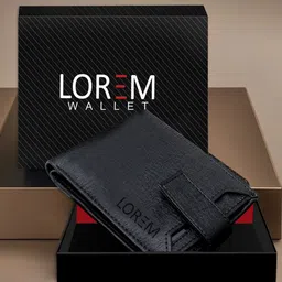 LOREM Men Black Textured Two Fold Wallet-23