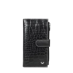 CALFNERO Women Black Animal Textured Leather Two Fold Wallet-picture-2