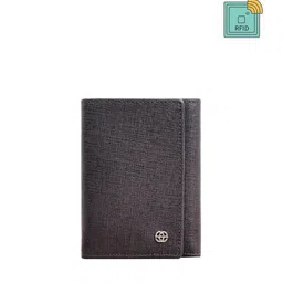 Eske Men Brown Textured Leather Three Fold Wallet-image-29