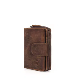 Goatter Men Coffee Brown Leather Three Fold Wallet-image-32