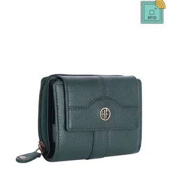 HAMMONDS FLYCATCHER Women Green Leather Zip Around Wallet-53