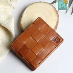 SAMTROH Men Tan Brown RFID Protected Genuine Leather Two Fold Wallet-image-8