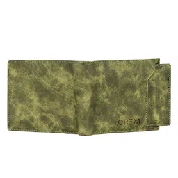 LOREM Men Green Textured Two Fold Wallet image 2