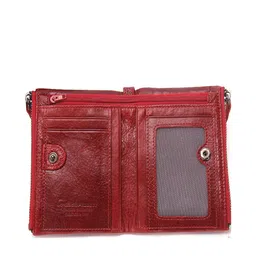 CONTACTS Men Red Textured Leather Two Fold Wallet image 2
