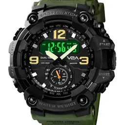 V2A Men Green Dial & Green Straps Analogue & Digital Multi Function Watch V2A-1637-Green image 1