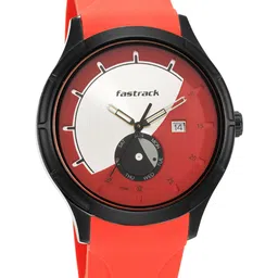 Fastrack Men Multicoloured Brass Printed Dial & Red Straps Analogue Watch 3268NP01 image 2