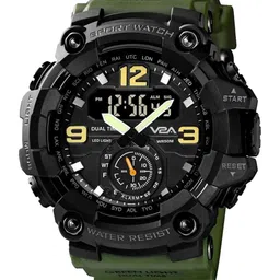 V2A Men Green Dial & Green Straps Analogue & Digital Multi Function Watch V2A-1637-Green image 2