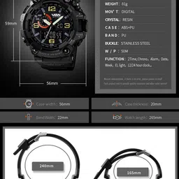 V2A Men Black Dial & Straps Analogue and Digital Multi Function Watch V2A-1520 image 5