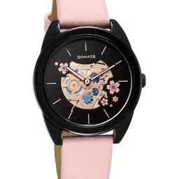 Sonata Unveil 2.0 Women Printed Dial & Leather Straps Analogue Watch 8182NL03-16