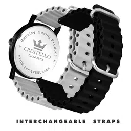 CRESTELLO Men Brass Dial Analogue Multi Function Watch CRCS-BK028-GREY-BLK image 2