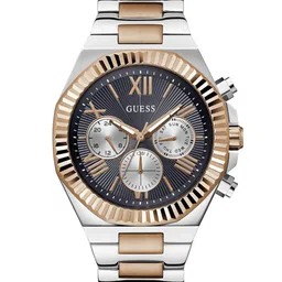 GUESS Men Textured Dial & Stainless Steel Straps Analogue Watch GW0703G4-3