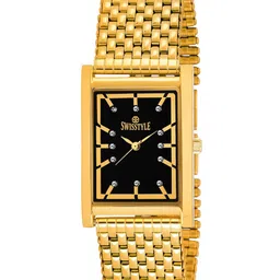 SWISSTYLE Men Black Brass Dial & Gold Toned Bracelet Style Straps Analogue Watch-image-99