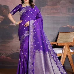 House of Pataudi Woven Design Zari Saree With Blouse Piece-image-84