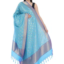 Exotic India Floral Woven Design Dupatta with Zari-picture-34