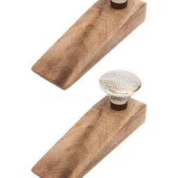 Indianshelf Brown 2 Pieces Wooden Door Stopper-picture-23