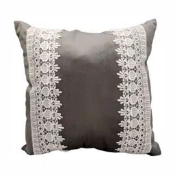 Good Vibes Grey & White Set of 5 Embellished Velvet Square Cushion Covers image 2