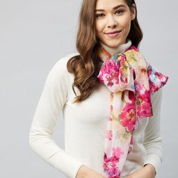 Athena Women White & Fuchsia Floral Printed Scarf-52