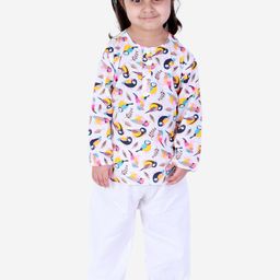 BownBee Girls White & Black Printed Night suit-image-27