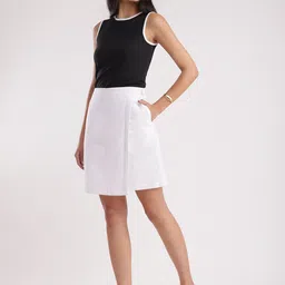 FableStreet Linen Front Overlap Panel Skort image 3